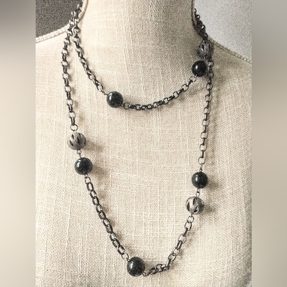 Vintage Gun Metal Black & Silver Necklace - Two Clasps, Many Options - Picture 1 of 9
